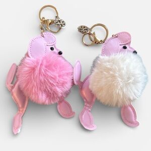 Pink Poodle Tory Burch Coin Bag Faux Fur Keychain
